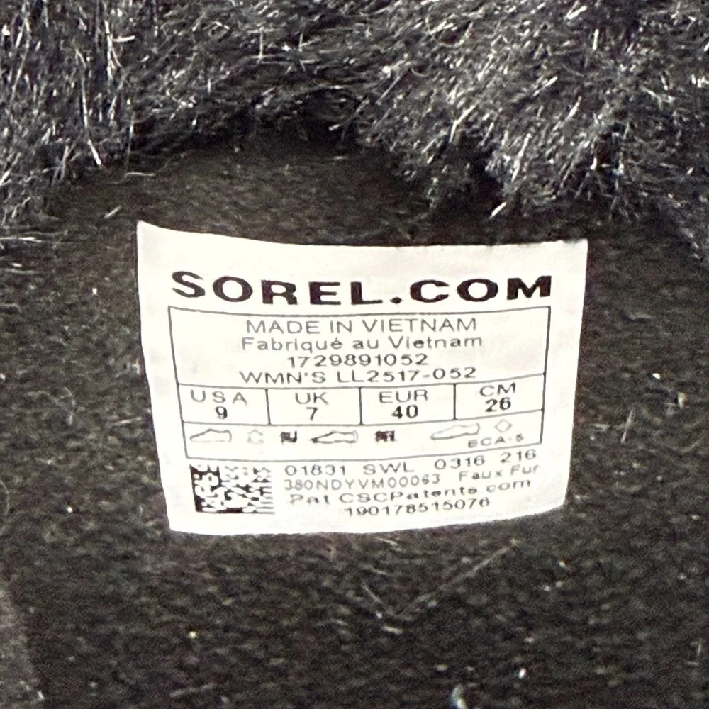 Sorel Tivolli Tall Boots Womens 9 Gray Houndstooth Waterproof Faux Fur Tall